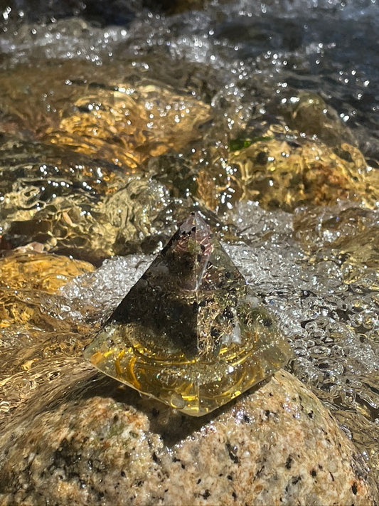 Orgonite Pyramid of magic, peace, balance and joy.