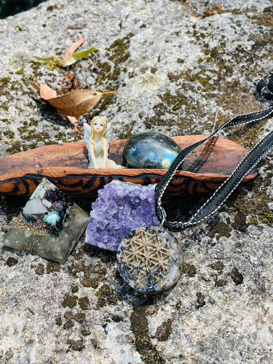 Flower of Life Angel Orgone Pendant