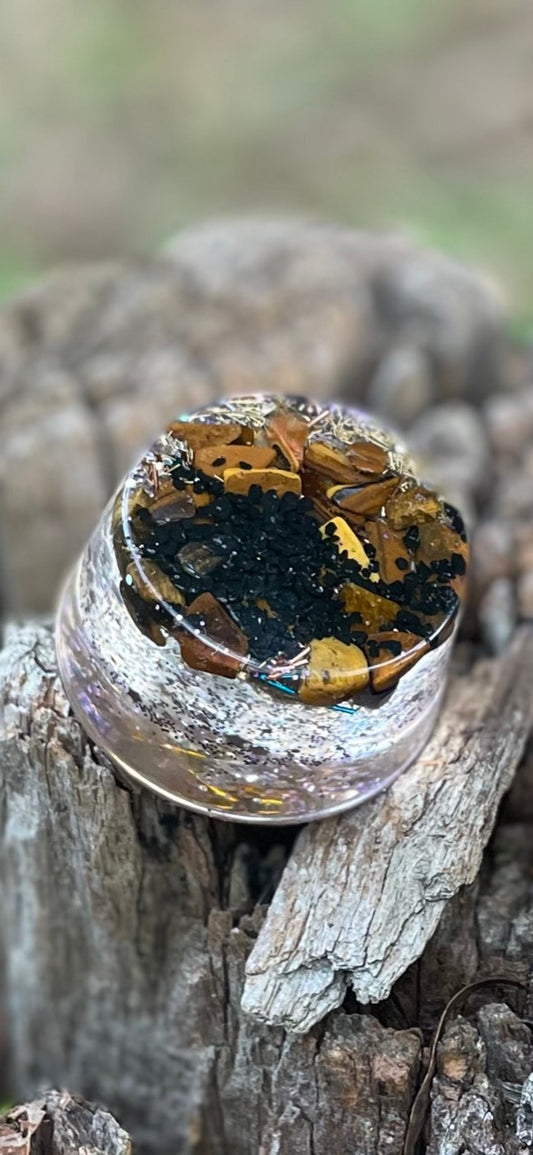 Mini Tower buster with Tigers eye and Shungite
